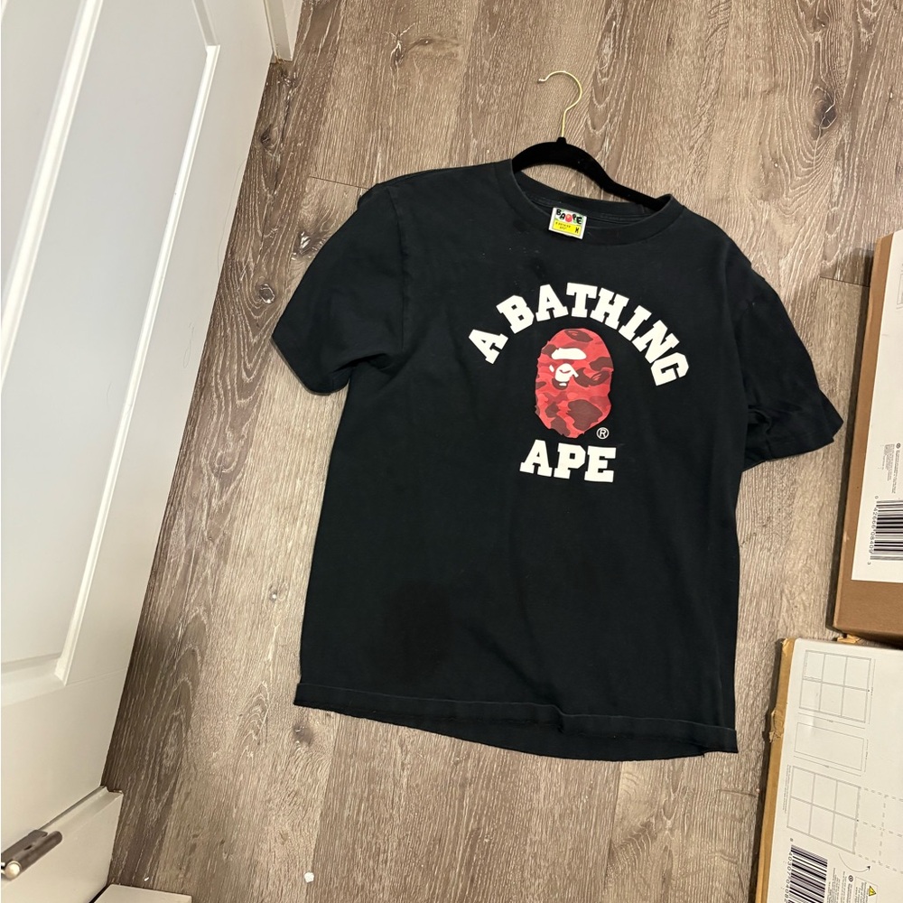 Bape Black T-Shirt with Red Logo